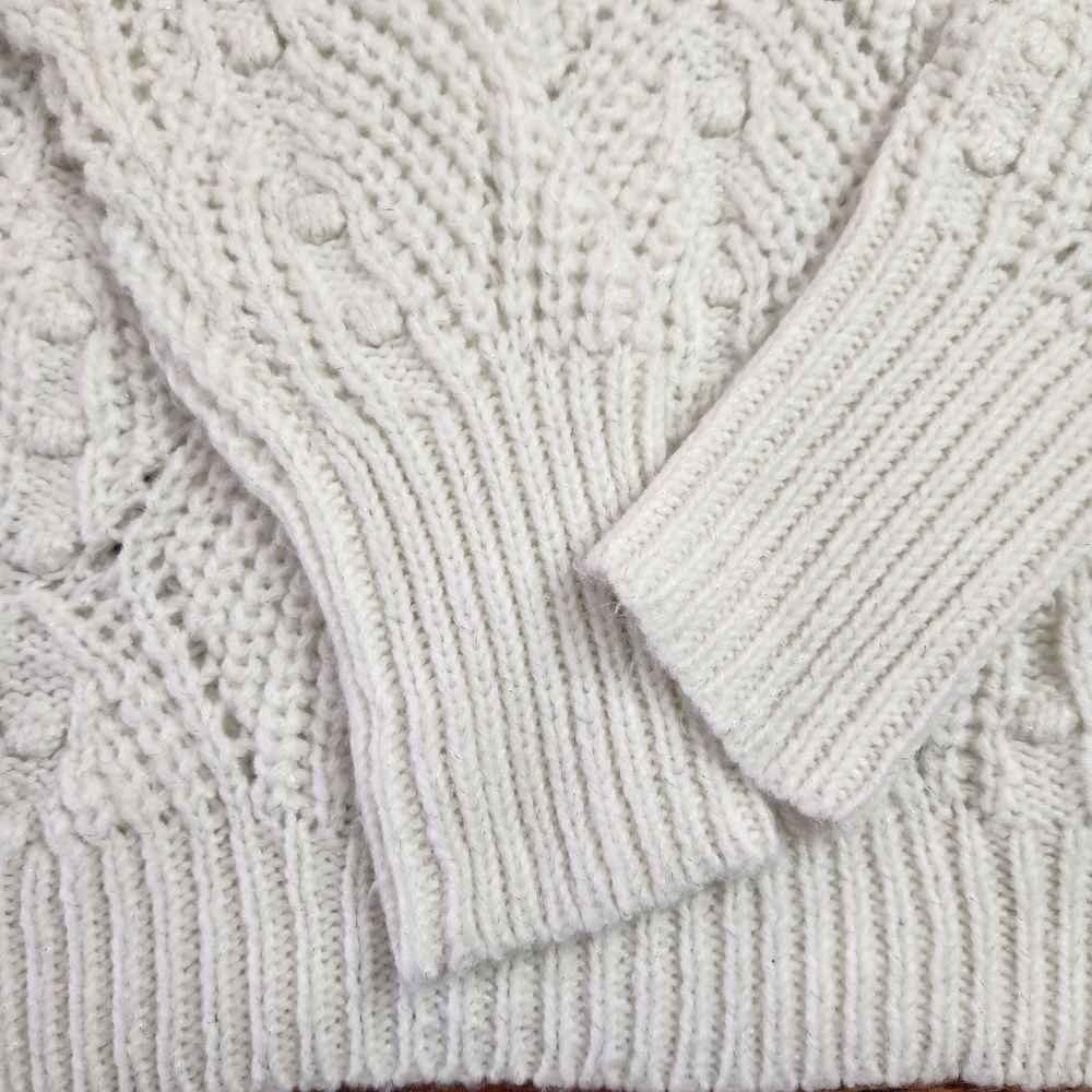 A New Day white Turtle Neck open knit sweater size small - Picture 3 of 16